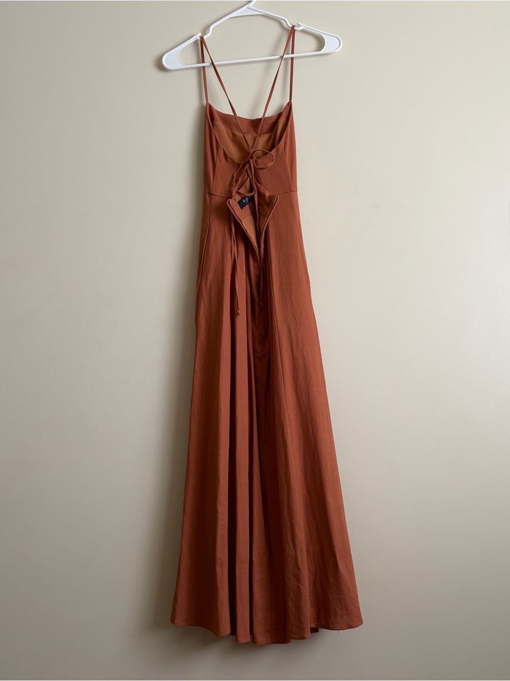 Rust/ burnt orange flax blend a-line dress - Picture 2 of 6